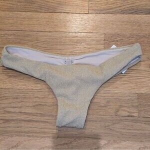 NWOT PQ Swim Anthro Bathing Suit Bottoms Gold Ruched Sz S